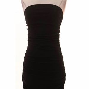 Express Black Ruched Strapless Dress